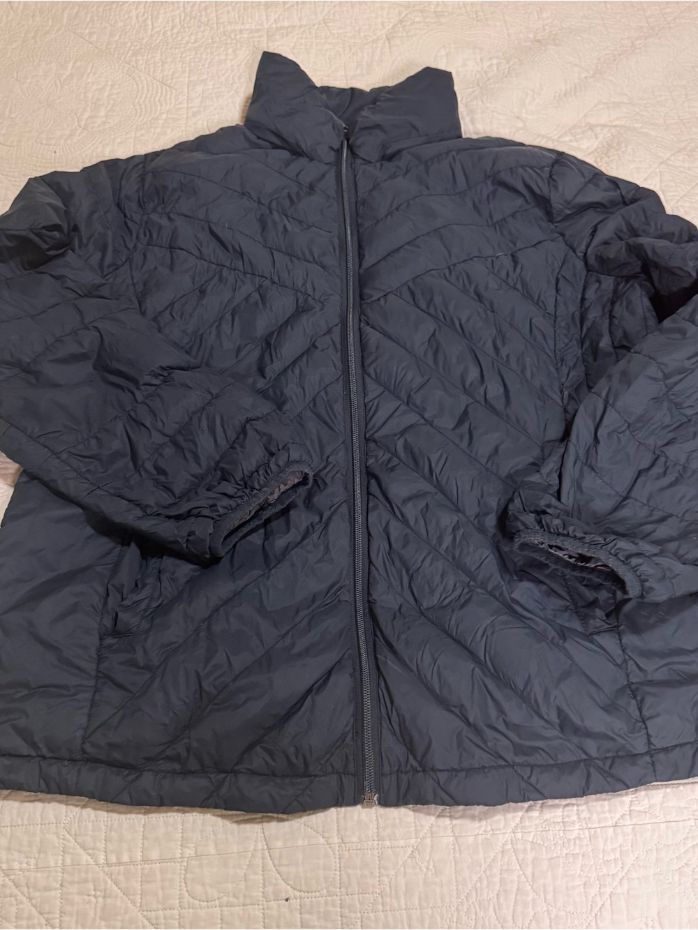 London Fog Navy Quilted Zip-Front Puffer Jacket